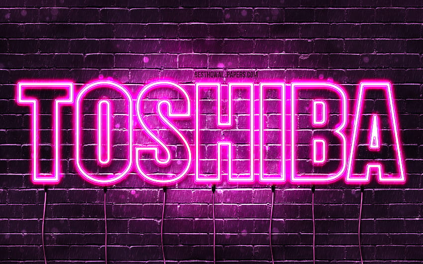 Happy Birtay Toshiba, rosa Neonlichter, Name Toshiba, kreativ, Toshiba Happy Birtay, Toshiba Birtay, beliebte japanische weibliche Namen, mit Toshiba-Namen, Toshiba HD-Hintergrundbild