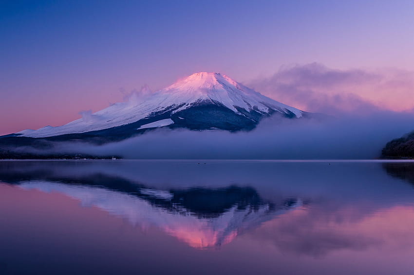 Japon, île Honshu, mont Fuji, Fuji, lac, nuit, Mt. Fuji Fond d'écran HD
