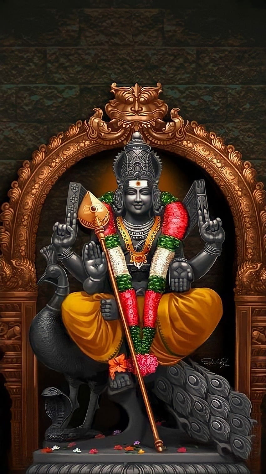Download Lord Murugan 4k In Orange Background Wallpaper | Wallpapers.com