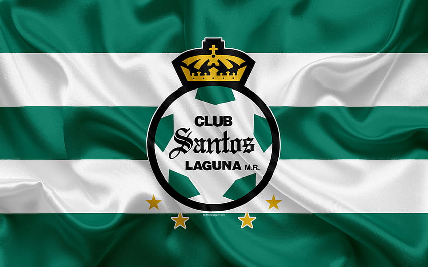 Santos Laguna FC, , Mexican Football Club, emblem, logo, sign, football, Primera Division, Mexico Soccer Championship, Torreon, Mexico, silk flag for with resolution . High Quality HD wallpaper