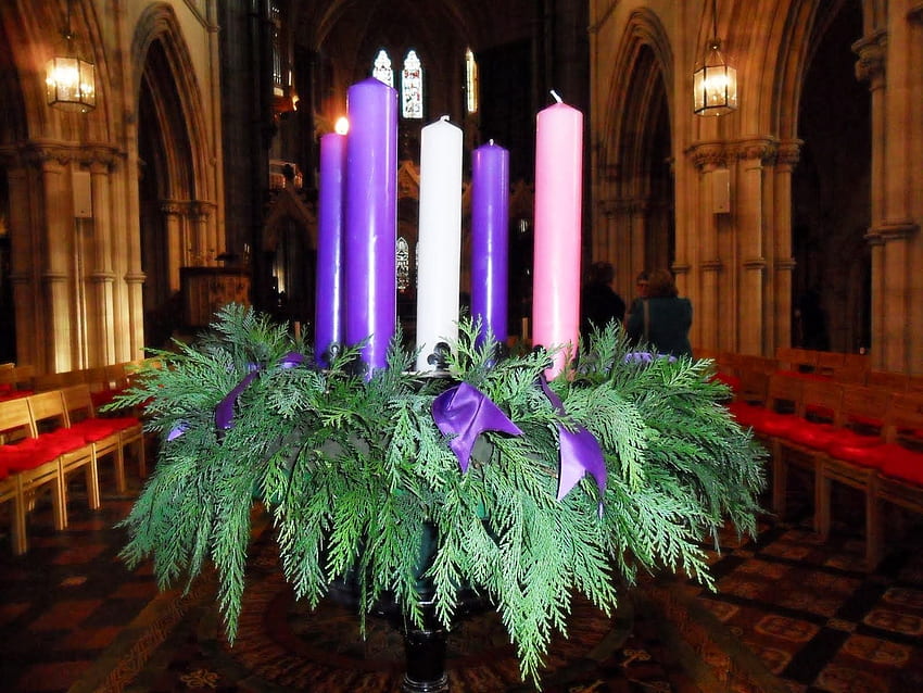 During the season of Advent one candle on the wreath is lit each Sunday as a part of the Advent. Advent church decorations, Advent decorations, Advent wreath diy HD wallpaper