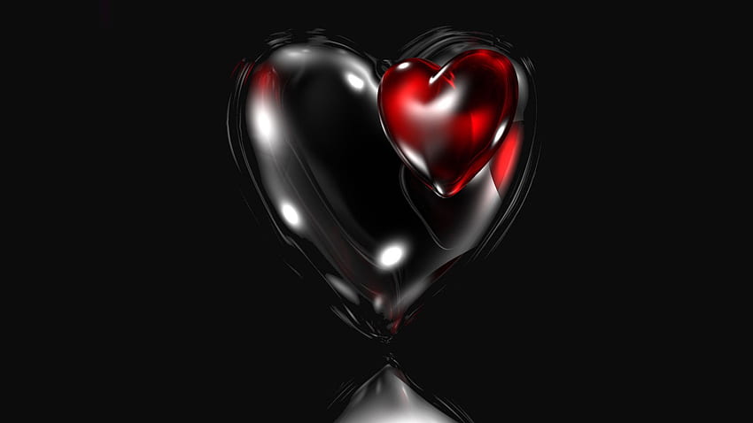 Sweet Heart, black, love, red, hearts, romance, heart HD wallpaper