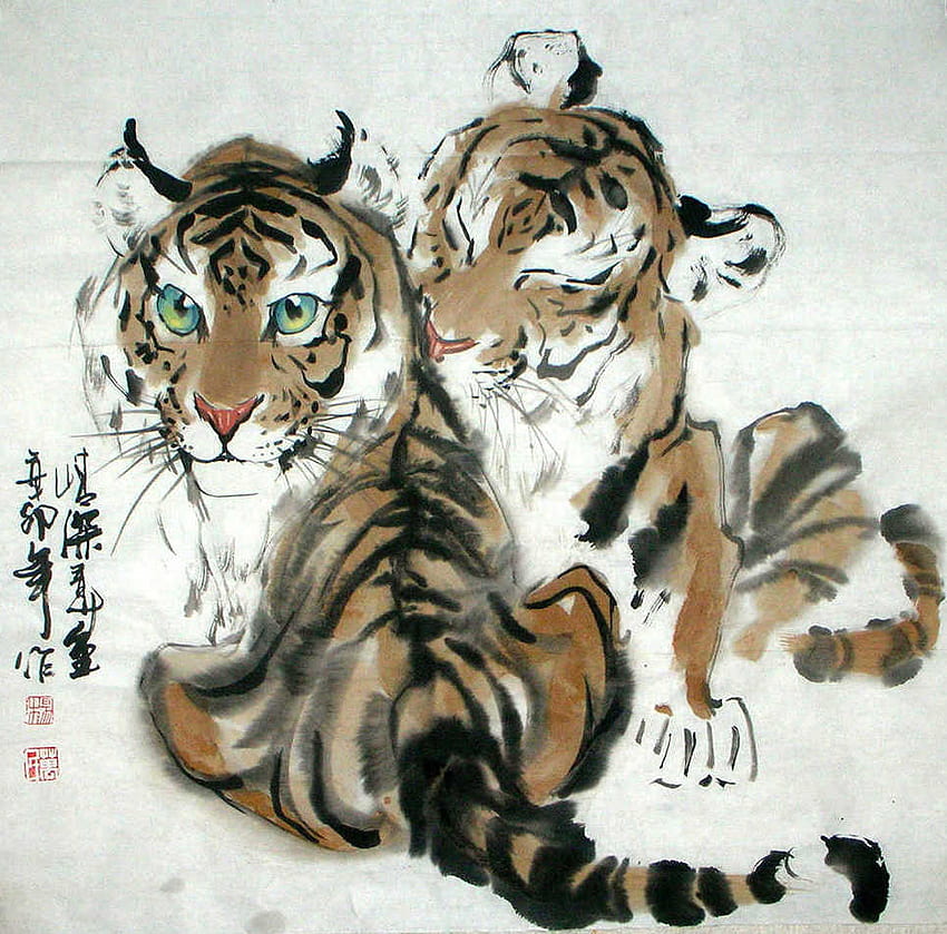 Chinese Painting: Tiger - Chinese Painting CNAG234995 HD wallpaper