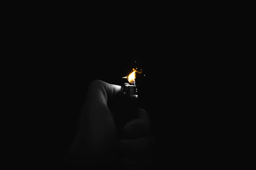 dunkel, feuer, flamme, hand, entzünden, licht, leichter HD-Hintergrundbild