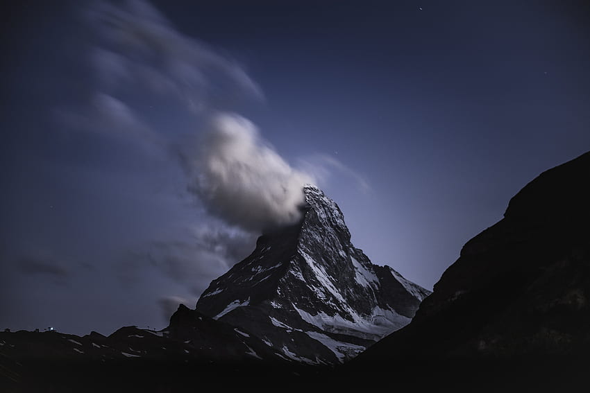 マッターホルン、山、頂上の雲 高画質の壁紙