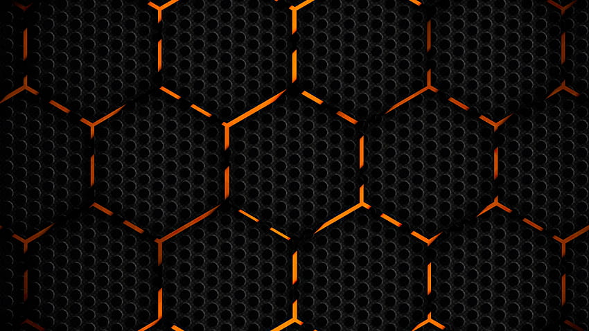 Многоъгълници, оранжеви ръбове, абстракция, текстура HD тапет