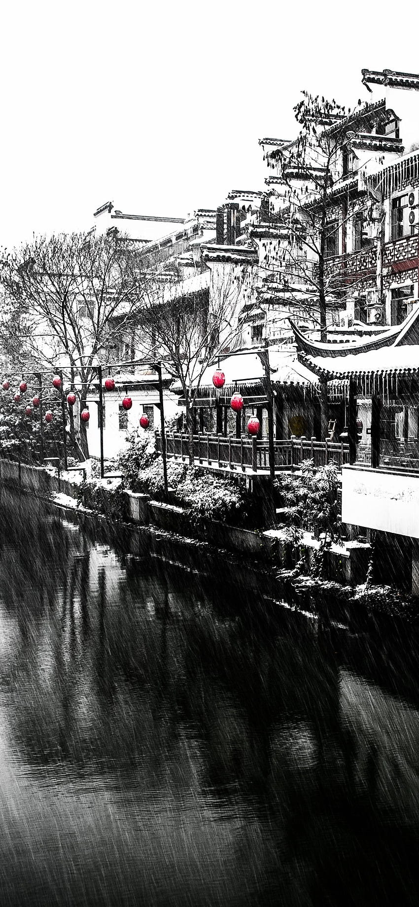 Nanjing, Snowing, Winter, River, House, Retro Style IPhone 11 Pro XS Max , Background HD phone wallpaper