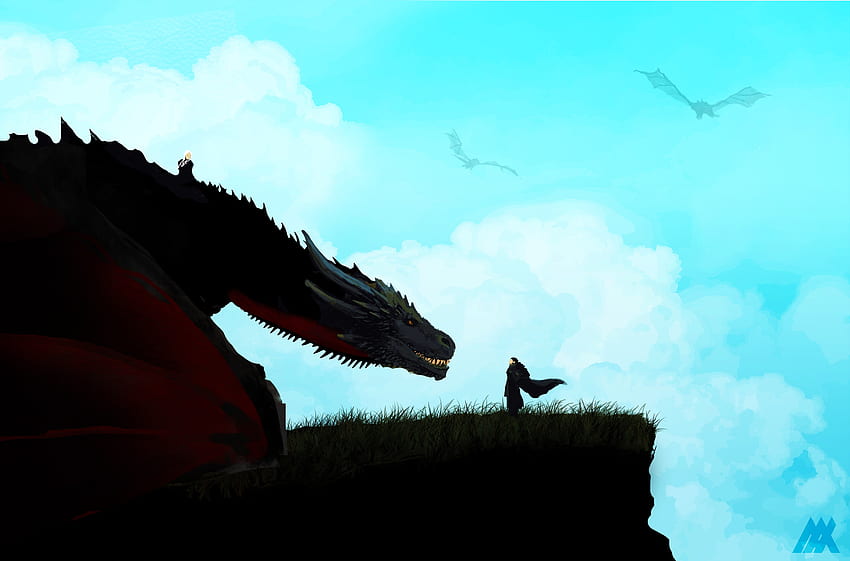 Jon Snow e Dragon, Game of Thrones, art Sfondo HD