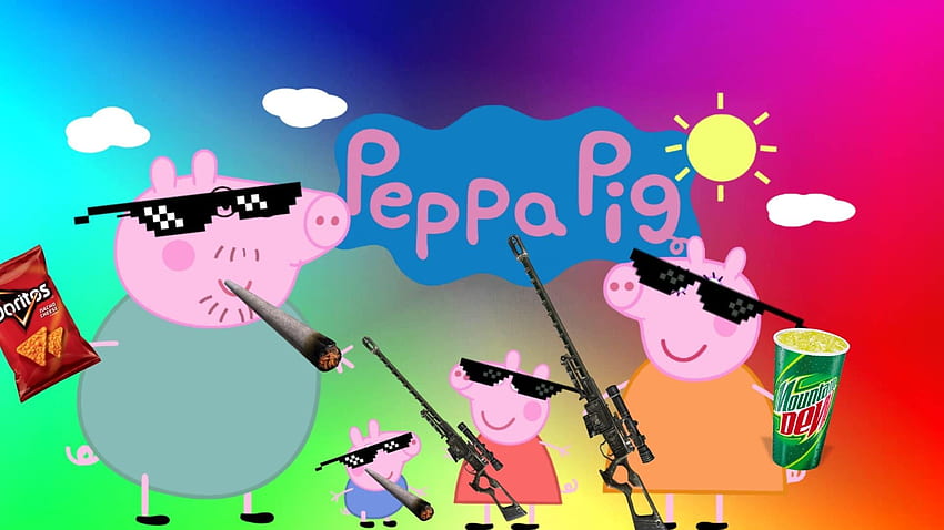 MLG Peppa Pig, Cool Piggy HD тапет