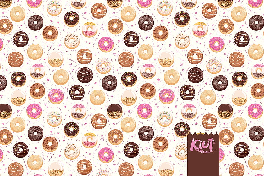 Kiut Donuts Pattern HD wallpaper
