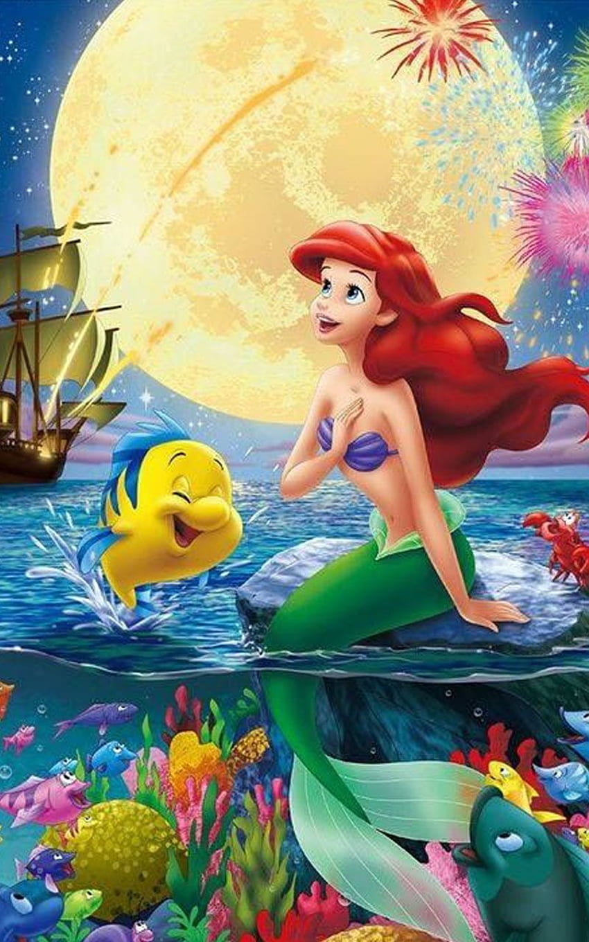 Sirena Ariel. Sirenita, sirena, arte de Disney, Disney Princess Ariel fondo de pantalla del teléfono