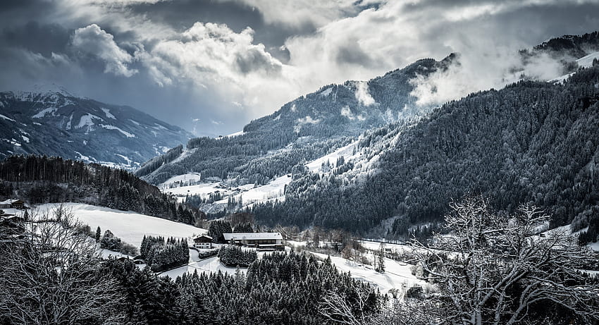 inverno, natureza, montanhas, neve papel de parede HD