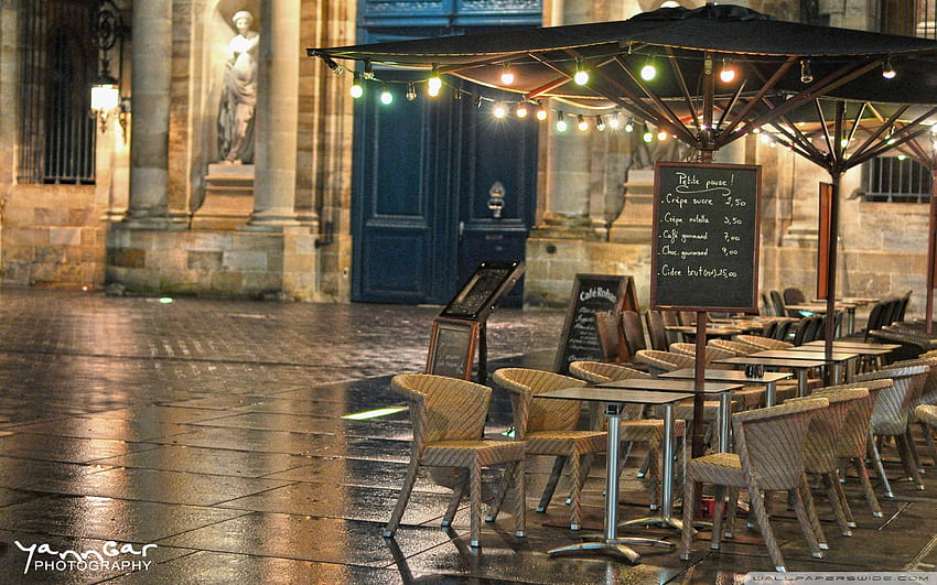cafe, street, chairs, france HD wallpaper