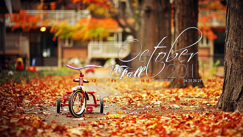 : Autumn Fall October Calendar HD wallpaper