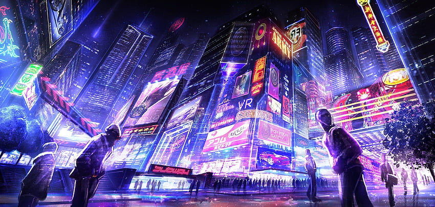 Japanischer Cyberpunk, Japan Neon City HD-Hintergrundbild