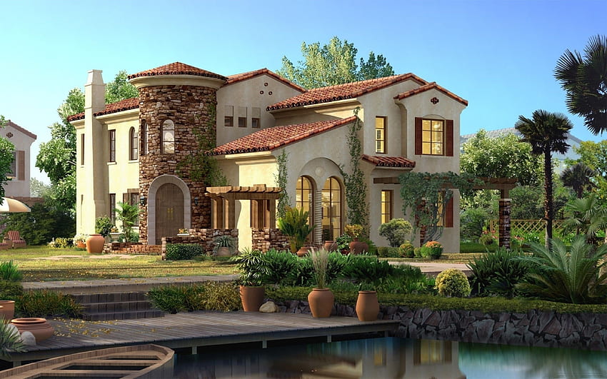 Villa, housing, modern, architecture HD wallpaper