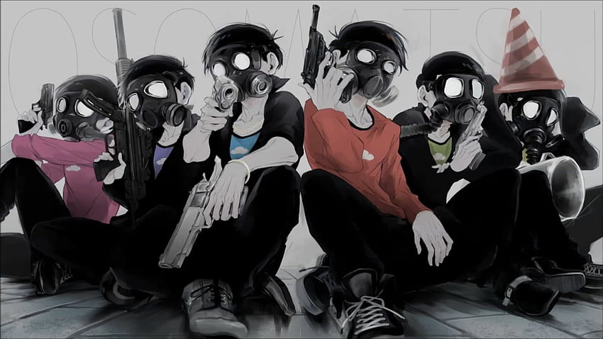 Аниме, Аниме момчета, Газови маски, Osomatsu San, Аниме момче с газова маска HD тапет