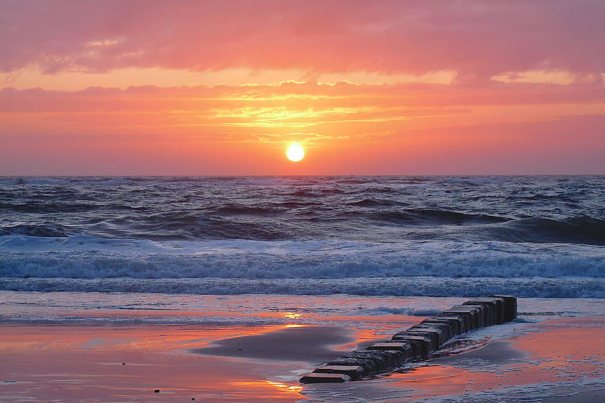 Kraj, przyroda, zachód słońca, morze, brzeg, bank, przystojnie, jest piękny Tapeta HD