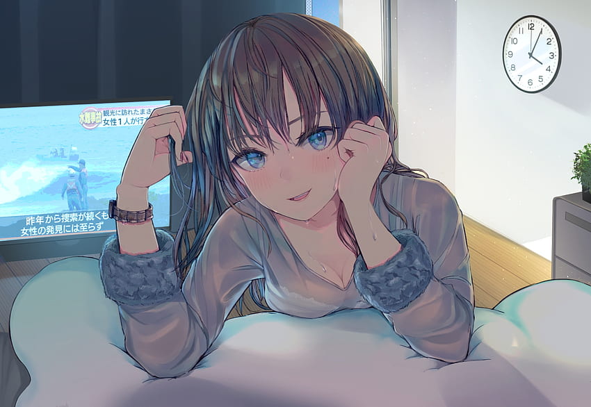 Blaue Augen, süß, Anime-Mädchen, schön, originell HD-Hintergrundbild