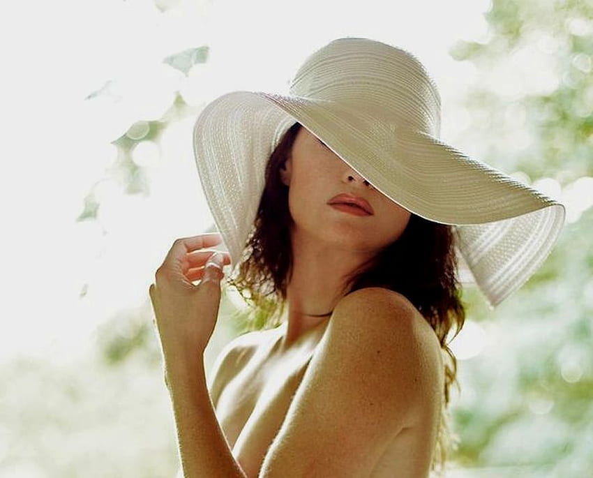 HER SUMMER HAT, elegant, summer, heat, hat, beauty HD wallpaper