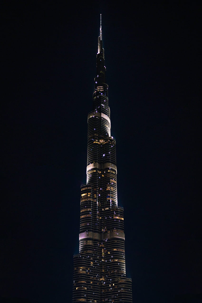 Бурж Халифа, Дубай през нощта · Наличност, Дубай черно и бяло HD тапет за телефон