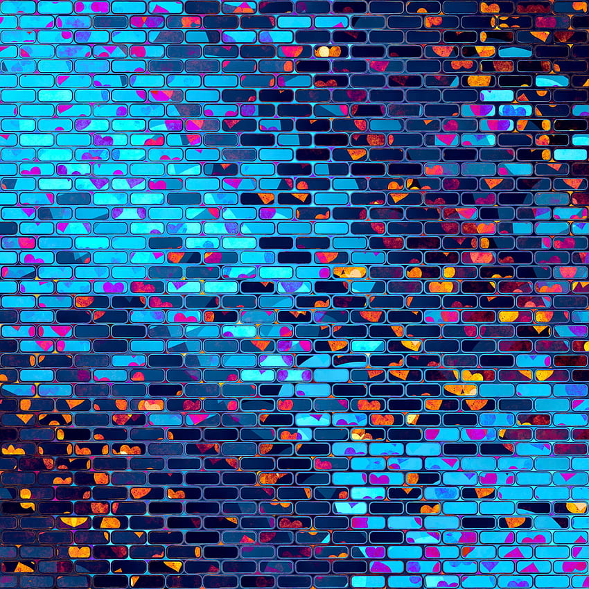 Love, Hearts, Multicolored, Motley, Wall, Heart, Brick HD phone wallpaper
