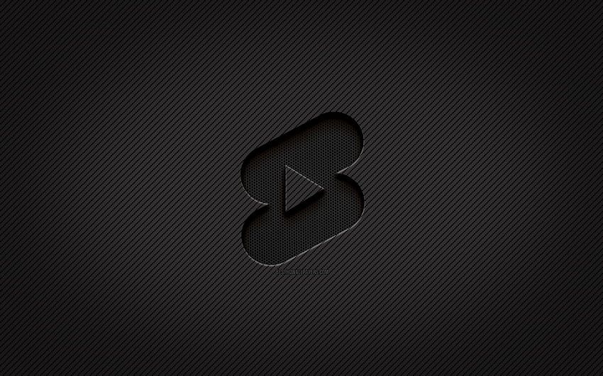 Logotipo de carbono de shorts do Youtube, arte grunge, fundo de carbono, criativo, logotipo preto de shorts do Youtube, rede social, logotipo de shorts do Youtube, shorts do Youtube papel de parede HD