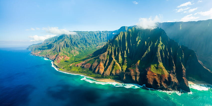 Brown mountain, Kauai, Hawaii, island, mountains . Flare HD wallpaper