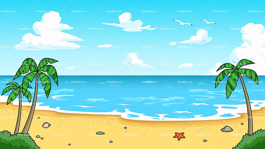 Prediseñadas de playa. Playa de verano X - Vector, Playa de dibujos animados fondo de pantalla
