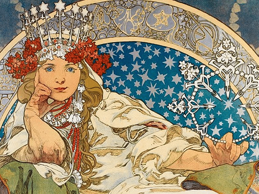 Alphonse Mucha: Inspiracje Art Nouveau. Narodowe Muzeum i Biblioteka Czech i Słowacji Tapeta HD