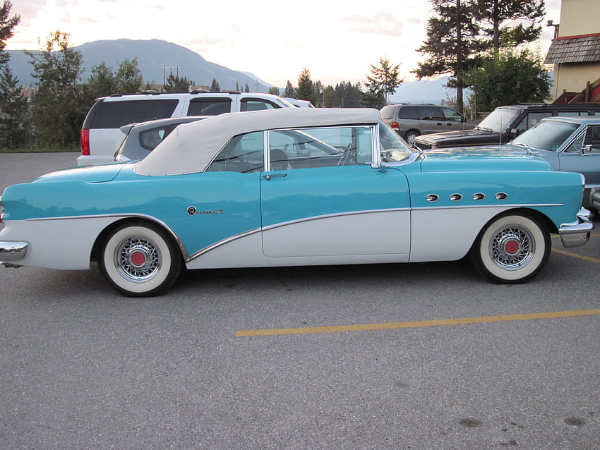 1957 Buick Roadmaster Riviera, azul, Buick, blanco, grafía fondo de pantalla