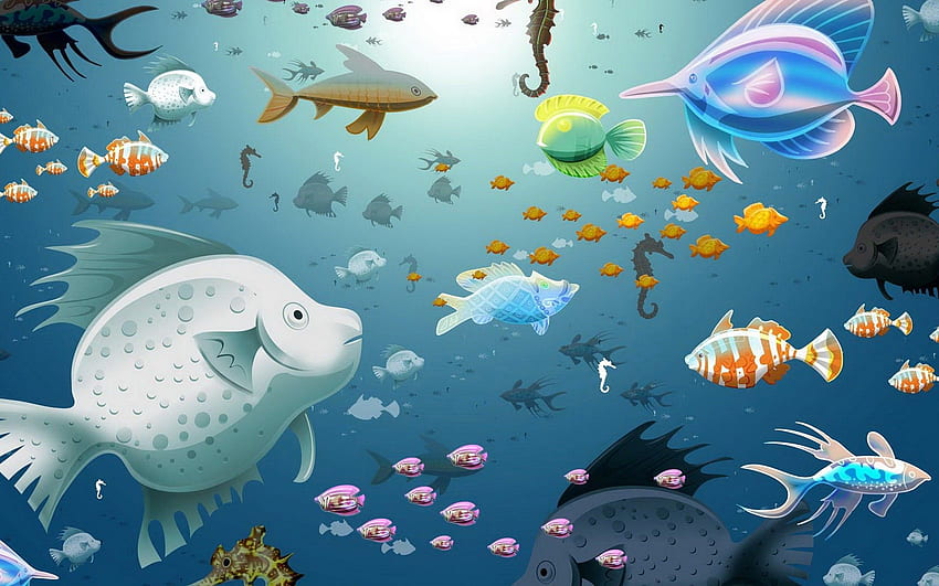 Fish: Sea Life Bunch Fish Seahorse Cartoon Koi Live, Animated Koi Fish HD wallpaper