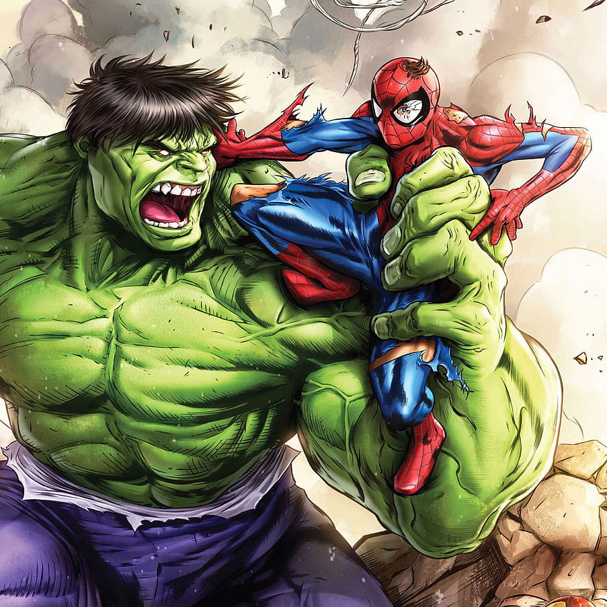 Hulk Vs Spiderman Art iPad Pro Retina Display, Superhelden, und Hintergrund HD-Handy-Hintergrundbild