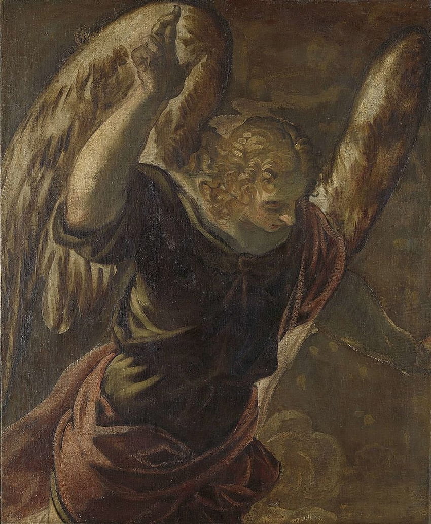 Angel from the Annunciation to the Virgin Jacopo Tintoretto HD phone wallpaper