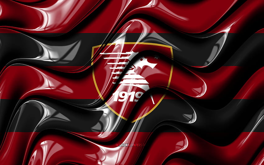 Salernitana FC flag, , red and black 3D waves, Serie A, italian football club, US Salernitana 1919, football, Salernitana FC logo, soccer, Salernitana FC HD wallpaper