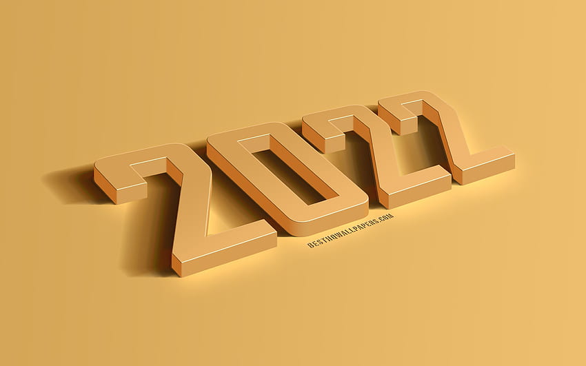 2022 New Year, golden 3d letters, 2022 3d golden background, Happy New Year, 2022 concepts, 2022 3d background HD wallpaper