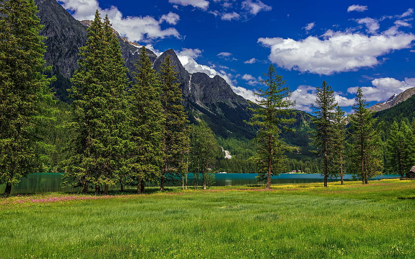 Lac d'Anterselva, lac de montagne, été, Alpes, paysage de montagne, Lago di Anterselva, montagnes, Tyrol du Sud, Italie Fond d'écran HD
