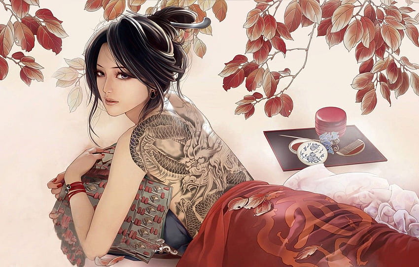 女の子, 日本, アジア人, 日本, タトゥー, アート, くノ一 高画質の壁紙