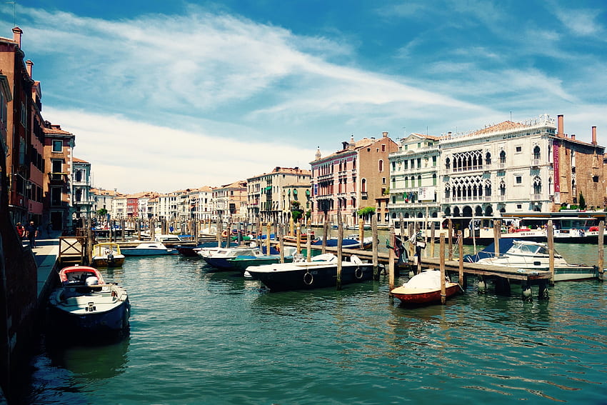 Miasta, Włochy, Wenecja, Gondola, Canal Grande Tapeta HD