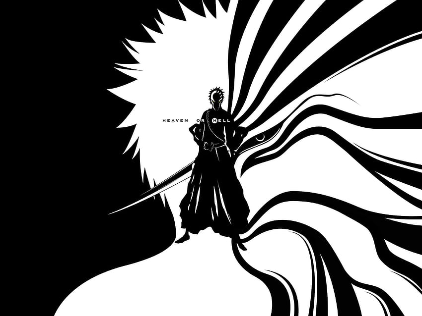 hitam dan putih, Bleach, Kurosaki Ichigo, Neraka, Surga, hollow ichigo - Wallpaper HD