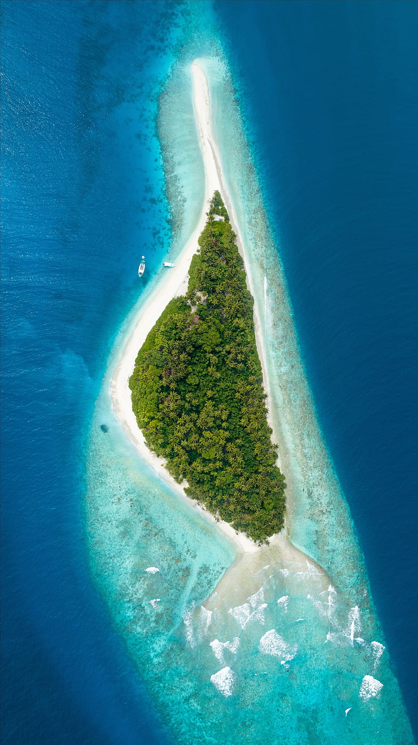 몰디브, 자연, 위에서 보기, 대양, 열대 지방, 섬 HD 전화 배경 화면