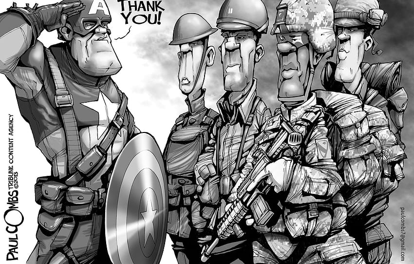 soldiers, Captain America, thanks, Veterans' Day for , section ситуации, Black and White Veterans HD wallpaper