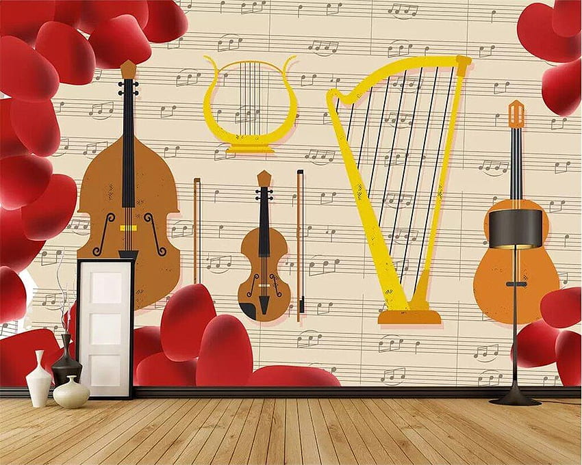 beibehang 3D custom mural high end Nordic simple fashion 3D stereo music art wall decoration painting. . - AliExpress, Double Bass HD wallpaper