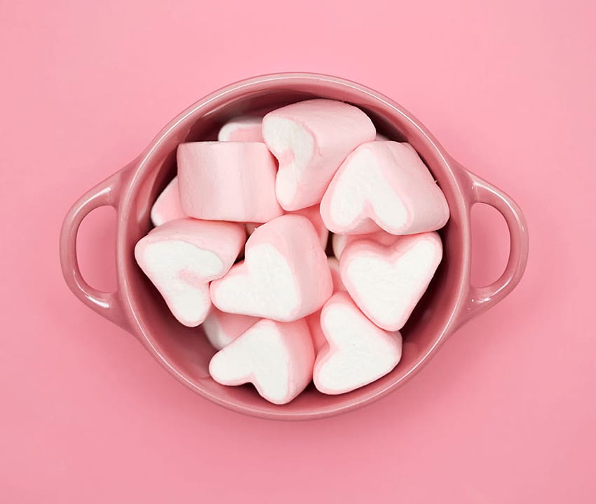 Heart Candy Pink color Cup Food Closeup confectionery HD wallpaper