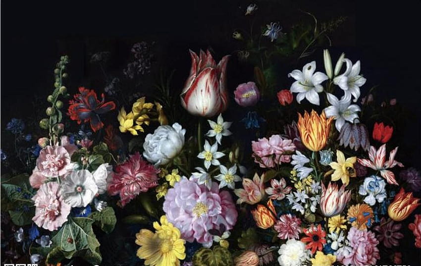 Pittura a olio olandese floreale vintage, vittoriano olandese, fiore vittoriano Sfondo HD