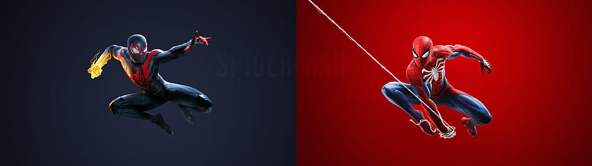 Podwójny monitor Spiderman X Miles Morales PS5 () : r/ , Podwójny Spider Man Tapeta HD