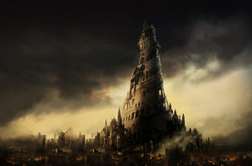 Rising from the Mists, mystic, city, fantasy, tower, deforme, castle, mists, war HD тапет