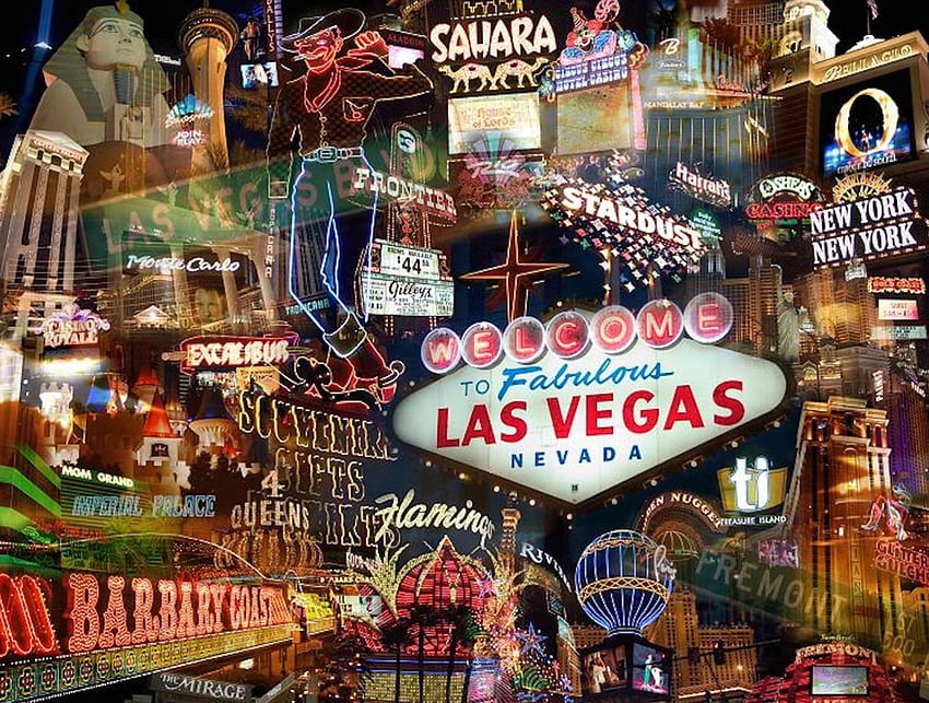 Fantastyczne Las Vegas, las vegas, sahara, flamingo, excalibur, mgm, stardust, barbary coast, nowy jork, ruletka, casino royale, fremont street, hazard Tapeta HD