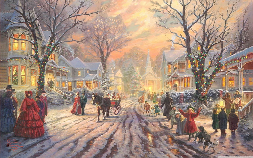 Victorian Christmas background, Victorian Art HD wallpaper