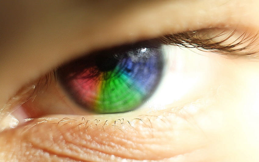 arco iris, macro, iridiscente, ojo, pestaña, pestañas fondo de pantalla